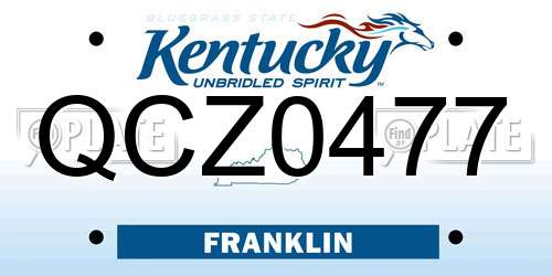 QCZ0477 Kentucky License Plate