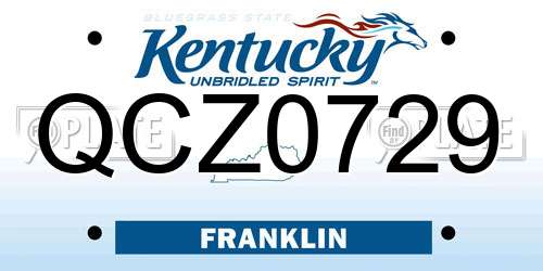 QCZ0729 Kentucky License Plate