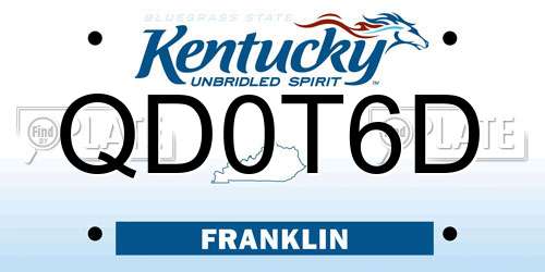 QD0T6D Kentucky License Plate