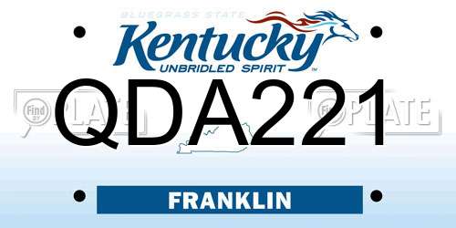 QDA221 Kentucky License Plate