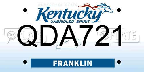 QDA721 Kentucky License Plate