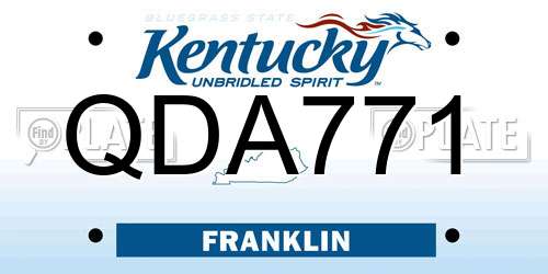 QDA771 Kentucky License Plate