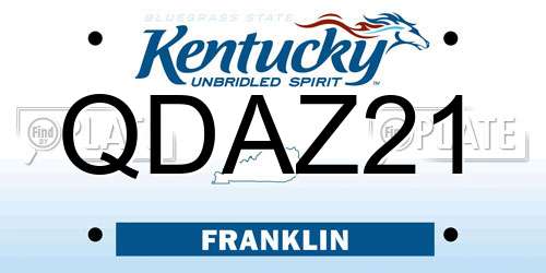 QDAZ21 Kentucky License Plate