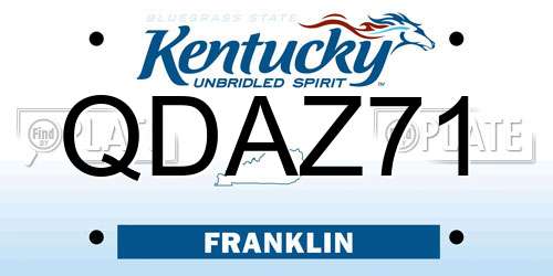 QDAZ71 Kentucky License Plate