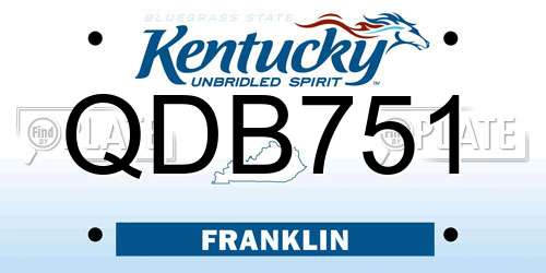 QDB751 Kentucky License Plate