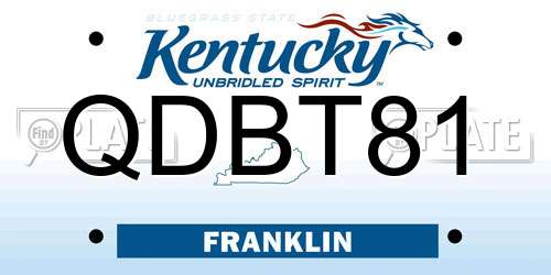 QDBT81 Kentucky License Plate