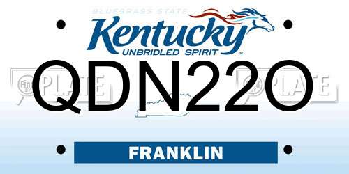 QDN22O Kentucky License Plate