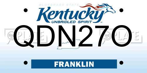 QDN27O Kentucky License Plate