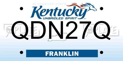 QDN27Q Kentucky License Plate
