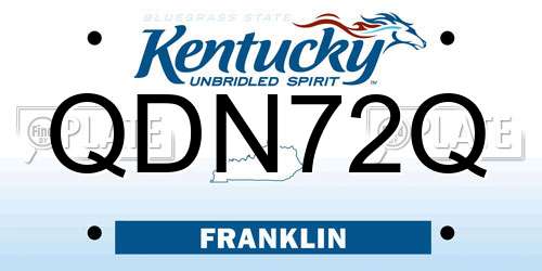 QDN72Q Kentucky License Plate