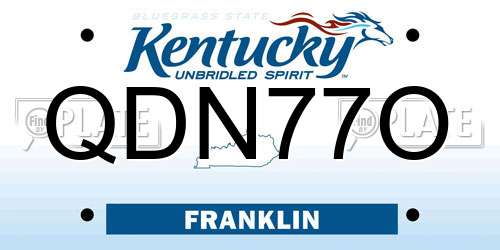 QDN77O Kentucky License Plate