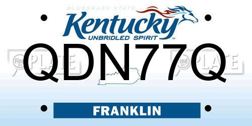 QDN77Q Kentucky License Plate