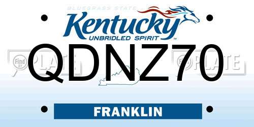 QDNZ70 Kentucky License Plate