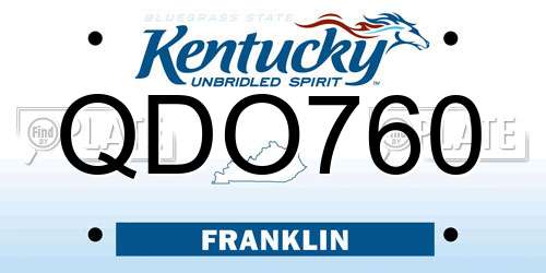 QDO760 Kentucky License Plate