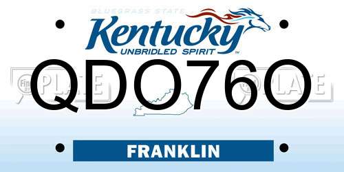 QDO76O Kentucky License Plate