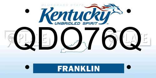 QDO76Q Kentucky License Plate