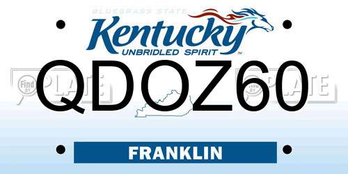 QDOZ60 Kentucky License Plate