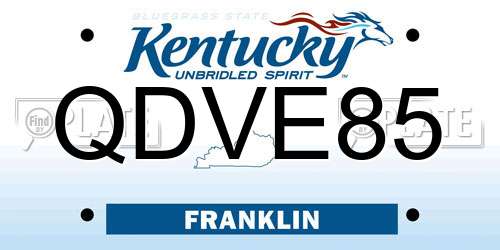 QDVE85 Kentucky License Plate