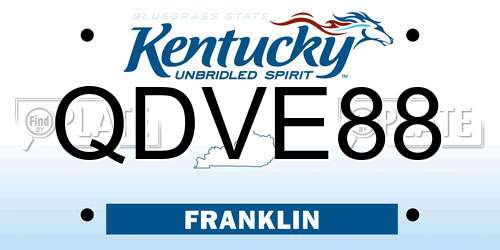 QDVE88 Kentucky License Plate
