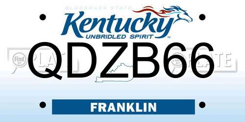 QDZB66 Kentucky License Plate