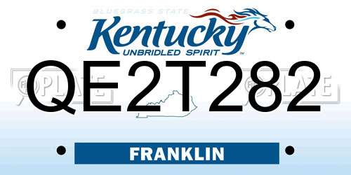 QE2T282 Kentucky License Plate