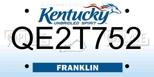 QE2T752 Kentucky License Plate