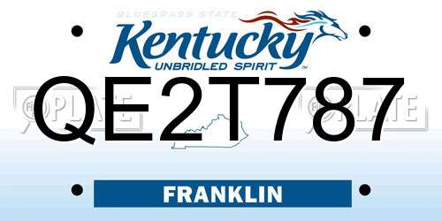 QE2T787 Kentucky License Plate