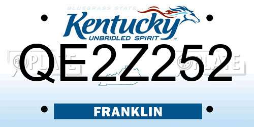 QE2Z252 Kentucky License Plate
