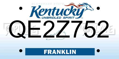 QE2Z752 Kentucky License Plate