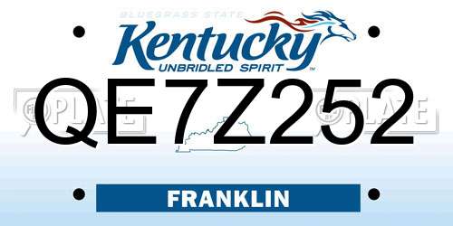 QE7Z252 Kentucky License Plate