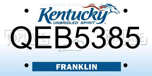 QEB5385 Kentucky License Plate