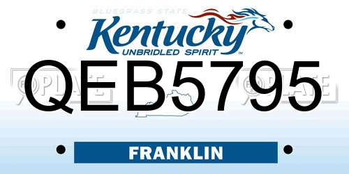 QEB5795 Kentucky License Plate