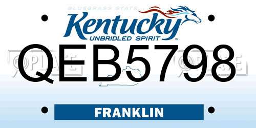 QEB5798 Kentucky License Plate