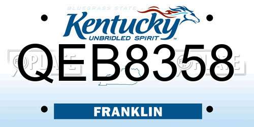 QEB8358 Kentucky License Plate