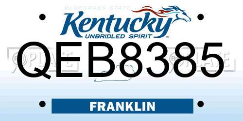 QEB8385 Kentucky License Plate