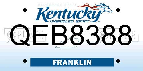 QEB8388 Kentucky License Plate