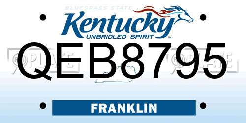 QEB8795 Kentucky License Plate