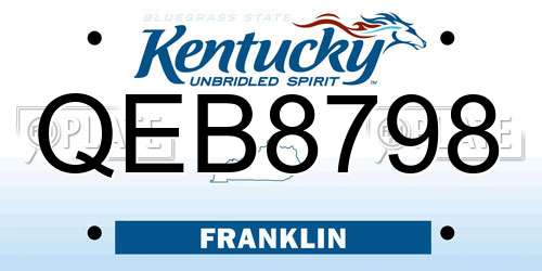 QEB8798 Kentucky License Plate