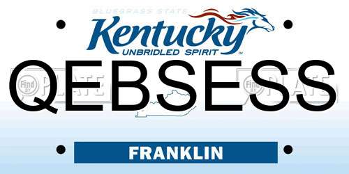 QEBSESS Kentucky License Plate
