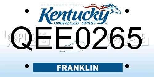 QEE0265 Kentucky License Plate