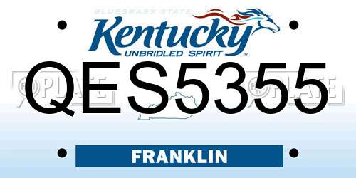 QES5355 Kentucky License Plate