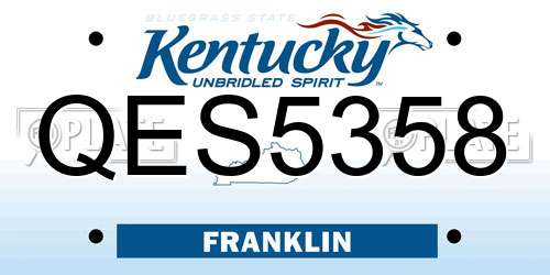 QES5358 Kentucky License Plate