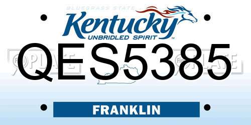 QES5385 Kentucky License Plate