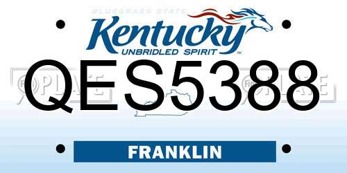 QES5388 Kentucky License Plate