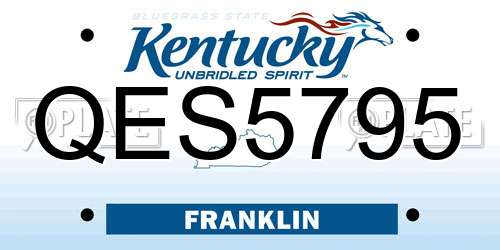 QES5795 Kentucky License Plate