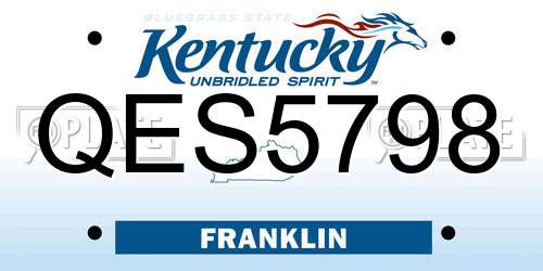 QES5798 Kentucky License Plate