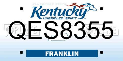 QES8355 Kentucky License Plate