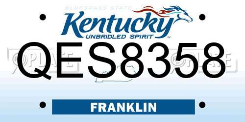 QES8358 Kentucky License Plate