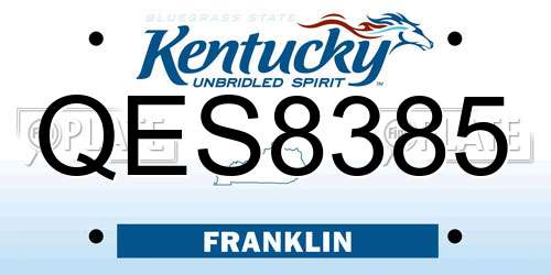 QES8385 Kentucky License Plate