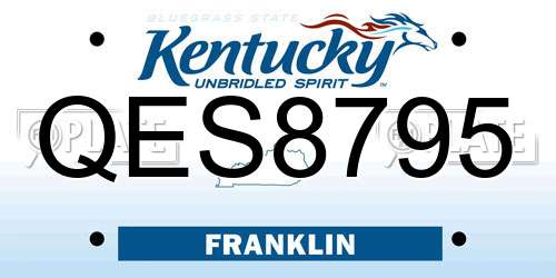 QES8795 Kentucky License Plate
